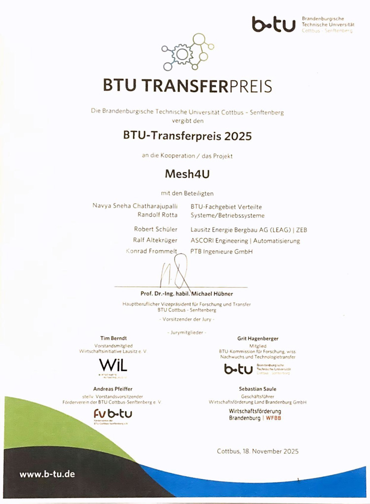 Urkunde btu-Transferpreis ASCORI 2025